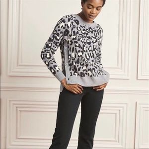Stella & Dot Leopard Side Button Sweater L